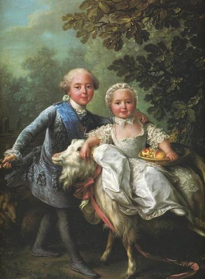Francois-Hubert Drouais Charles of France and his sister Clotilde oil painting image